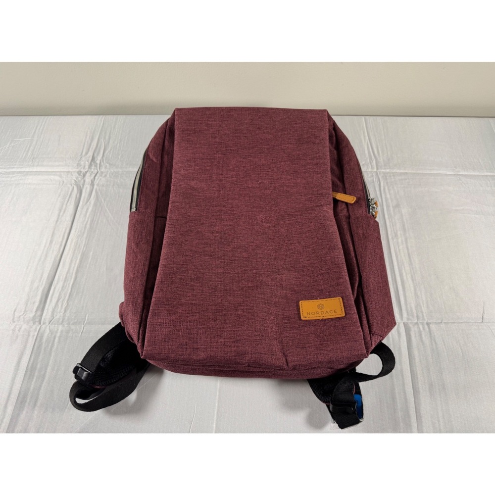Nordace Siena Smart Backpack Burgundy Heather Laptop Bag USB Port Travel Bag
